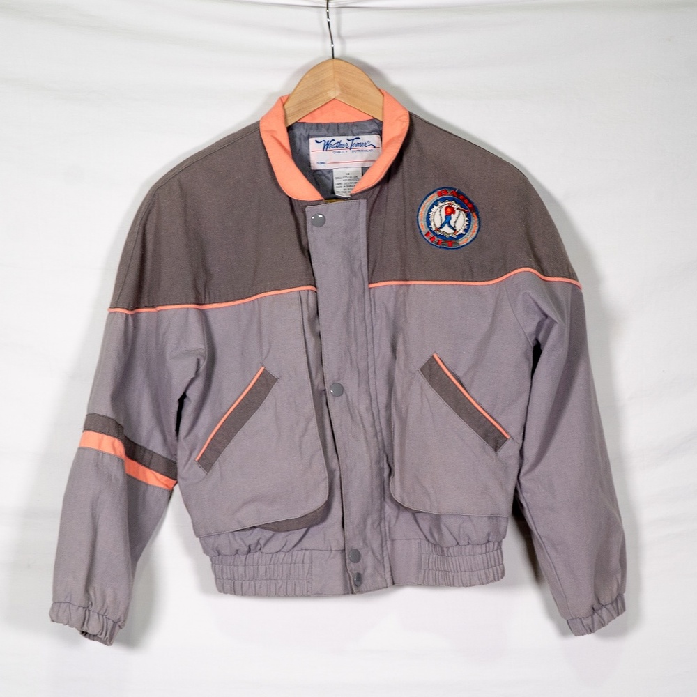 Vintage Gray & Peach Women's Bomber Jacket